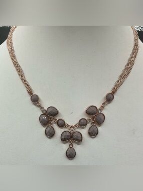 LAUREN CONRAD GOLDTONE GREY CABOCHON RHINESTONE NECKLACE